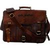 Hobo Borsa Uomo Messenger Vintage in Vera Pelle di Vacche Marrone per Laptop