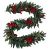 Generic Ghirlanda natalizia artificiale, 1,5 m-2,7 m, stelle di Natale e bacche rosse per interni ed esterni, decorazione per le vacanze, su camino, camino, scale, porte, finestre, pareti, portico, inverno