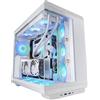 Lustrens Case per PC ATX con doppio pannello in vetro temperato e 3 ventole ARGB, colore bianco