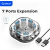 ORICO Serie Trasparente USB HUB Multi 4 Splitter USB 3.0 ad alta velocità a 7 porte con porta di alimentazione Micro USB per adattatore OTG per PC portatile