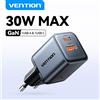 Vention Caricabatterie Vention GaN 30W PD QC3.0 Ricarica Rapida per Telefono iPhone 17 16 15 Pro Max Samsung Xiaomi iPad Caricatore USB C a Ricarica Veloce