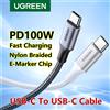 UGREEN Cavo UGREEN da 100W da USB-C a USB-C, 5A, ricarica rapida PD, dati, intrecciato, per Apple iPhone, iPad, Macbook, caricabatterie rapido USB-C, Android, 3m