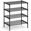 SONGMICS Scarpiera, 4 Ripiani, Scarpiera Stretta per Ingresso, Organizer per Scarpe, Metallo, Armadio per Soggiorno, Impilabile, 30 x 45 x 66 cm, Nero