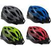 Dunlop Casco da bicicletta, taglia S, design leggero, 239 g, vestibilità regolabile 51-55 cm, con visiera protettiva, con rete anti-insetti e fodera interna rimovibile, blu, verde, rosso