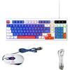 Domary Combinazione Tastiera e Mouse da Gioco Cablati, Layout Compatto a 98 | Connessione Cablata USB, Design Salvaspazio, Tasti di Scelta Rapida Multimediali, Supporti Ergonomici, Corsa dei Tasti da 4