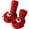 Domary Calzini Antiscivolo Spessi per Bambini Piccoli con Fiocco Rossi | Calzini Caldi in Misto Cotone, Fondo Antiscivolo per Uso Domestico, Decalcomania con Fiocco Festivo, Comfort Autunnale,