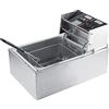 Domary Friggitrice Elettrica da 6 Litri in Acciaio Inossidabile con | Friggitrice Commerciale da Banco, Temperatura Regolabile 200°C, Potenza 2,2 KW, Uso Domestica e Ristorante, Ali di Pollo