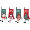 Domary Calze di Natale 18x7,9 in Poliestere con Decorazione da Appendere | Confezione da 4 Calzini Natalizi per Feste in Famiglia, Decorazioni per Porte e Finestre, Tessuto di Lunga Durata, Accenti