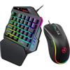 Domary Combinazione di Tastiera e Mouse da Gioco con una Sola Mano | Connessione USB 2.0 Cablata, Design Ergonomico Compatto, 35 Tasti più DPI a 6 Livelli Regolabile 800-6400, Compatibile con