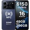 DOOGEE Smartphone DOOGEE Note56 Plus, Android 16, display 6,56" 90Hz, batteria 6150mAh, 48GB+256GB, 4G, 50MP, NFC, riconoscimento delle impronte digitali, riconoscimento facciale, senza contratto