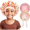 Lolalet Bambino Cuffia Seta Capelli Notte 2 Pezzi, Silk Bonnet Berretto da Notte in Seta Cuffia con Fascia Elastica per 5 ai 12 Anni Bambine Capelli Ricci