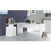 Dmora - Scrivania Mark, Scrittoio angolare porta PC, Tavolo multiuso per ufficio, Scrivania salvaspazio multiposizione, 100% Made in Italy, cm 160x60h75, Bianco lucido
