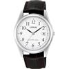 Lorus Orologio classico da uomo con supporto palladio e cinturino in pelle RS965BX9, marrone/bianco, cinghia
