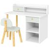 Aosom Set scrivania e sedia - con cassetti, 85 x 48 x 73 cm, verde