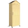 Aosom Armadio da giardino - con ripiani regolabili, in legno, 85x58x213cm, legno naturale