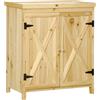 Aosom Armadio da giardino - in legno, 80 x 45 x 92 cm, legno naturale