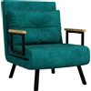 Aosom Poltrona letto - 1 posti, trasformabile, rivestimento in velluto, 63x73x81cm, verde