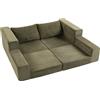 Aosom Divano letto - 2 posti, trasformabile, rivestimento in ciniglia, 208 cm, verde
