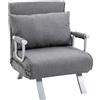 Aosom Divano letto - 1 posti, trasformabile, grigio chiaro