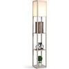 Aosom Lampada da terra con ripiani - 26L x 26l x 160H cm, rovere
