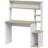 Aosom Scrivania - 114 x 45 x 138 cm, legno naturale, bianco