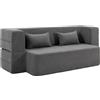 Aosom Divano letto - 2 posti, trasformabile, rivestimento in ciniglia, grigio