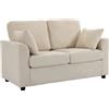 Aosom Divano 2 posti in velluto a coste beige con 2 cuscini, 144 cm
