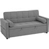 Aosom Divano letto - 2 posti, trasformabile, 80,5x137,5x84cm, grigio