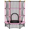 Aosom Trampolino per bambini Ø 140 cm con rete e porta con zip, rosa