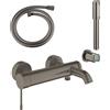 Grohe Essence miscelatore monocomando per vasca completo con set doccia, montaggio a parete, colore grafite spazzolato - 33628AL1