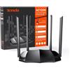 Merkloos Router WLAN dual-band gigabit Tenda AC8 (AC1200, 867 Mbit/s a 5 GHz + 300 Mbit/s a 2,4 GHz, 4 porte LAN gigabit, beamforming, controllo tramite app, MU-MIMO, antenne da 6 dBi, supporto IPv6), colore nero