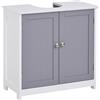 kleankin Mobile Sottolavabo per Bagno Moderno 60x30x60 cm Bianco e Grigio | Ripiano Regolabile, Mobiletto Sottolavabo con Intaglio a U, Mobile Bagno Salvaspazio, Adatto a Lavabi a o senza Colonna