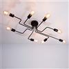 iDEGU Plafoniera industriale 8 lampade da soffitto in metallo design nero lampada da soffitto per soggiorno, camera da letto, cucina, sala da pranzo, 120 x 70 x 15 cm