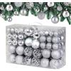 DEUBA® Palline per Albero di Natale Set 100pz Lucide Opache Palle Natalizie Ø 3/4/6 cm Decorazioni Addobbi Natalizi