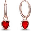 DTPsilver Orecchini a Cerchio Argento 925 Placcati Oro Rosa18K con Brillantini di Cristallo Colorati - Orecchini Cuore Oro - Pendenti Anallergici per Pelli Sensibili - Spessore : 1.2 mm - Diametro: 12 mm