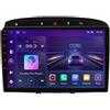 OEM CarPlay, touchscreen, lettore multimediale, compatibile con Peugeot 308 / 308 SW Mk1 (T7) / RCZ / 408 dal 2007 al 2015, ventola di raffreddamento integrata, navigazione GPS Android, modello V1 Pro (2GB-64GB) - A