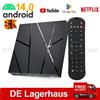 Insta24 Lettore multimediale Android TV Box, dispositivo di streaming con 4 GB di RAM, 128 GB di memoria, processore quad-core, Android 14, Wi-Fi 6, Bluetooth 5, uscita HDMI 6K, porta Ethernet e porte USB