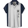 Lzzidou Camicia Hawaiana Vintage Anni '50 Rockabilly a Maniche Corte con Bottoni, da Uomo