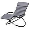 Aosom Lettino a dondolo pieghevole con materassino da 6 cm, 145 × 74 × 86 cm, grigio e nero