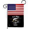 Americana Home & Garden Bandiera da giardino con sigilli della Marina degli Stati Uniti, USN Seabee, USN Seabee, veterano militare americano in pensione ufficiale - decorazione della casa striscione piccolo cortile regalo su