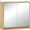 HOMCOM Armadietto Bagno con Specchio a 2 Ante, Ripiano Regolabile, 48x14.5x45cm, Color Legno | Aosom Italy