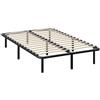 HOMCOM Letto Matrimoniale Industriale a 28 Doghe con Spazio Contenitore, in Legno e Acciaio, 120x190x31 cm, Nero e Legno | Aosom Italy