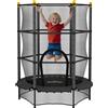 HOMCOM Tappeto Elastico per Bambini con Rete di Sicurezza e Pali Imbottiti Etš€ 3-10 Anni, ?140 x 190 cm, Nero