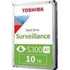 TOSHIBA S300 AI SURVEILLANCE HDD 10TB INTERNO SATA 6GB/S 3.5" BUFFER 512MB 7.200