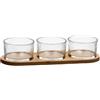Ad Trend Set 3 Ciotole in Vetro con Vassoio in Legno Ø9xH5 cm - Servizio Ciotoline per Aperitivi, Snack e Antipasti