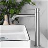 PHASAT Rubinetto Bagno Lavabo Alto, Miscelatore Lavabo Bagno Monocomando Fredda e Calda Regolabile, Rubinetto per Lavabo in Brushed Nickel PTMP23L