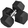 HOMCOM Set di Manubri da 2x20 kg con Impugnatura Antiscivolo, in Metallo, per Allenamento Fitness Casa e Palestra, Nero