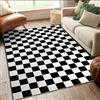 Seavish Tappeto a scacchi, 10,2 x 1,8 m, colore bianco e nero, tappeto a scacchiera marocchino, per esterni, pieghevole, lavabile, copertura per pavimento, tappeto per interni, per soggiorno, camera