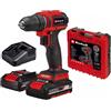 Einhell trapano avvitatore a batteria TE-CD 18/40 Li BL con 2 batterie, caricabatterie e valigetta