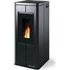 CS Thermos Stufa Scrigno Stagna CS Thermos a pellet con bruciatore autopulente, Metallo Nero, a fumi posteriore/superiore, 8,9kW